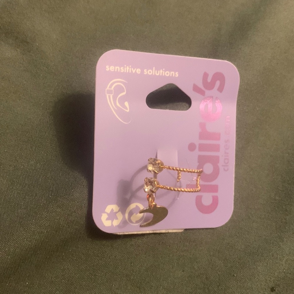 Claire’s Rhinestone & Moon Ear Clip On